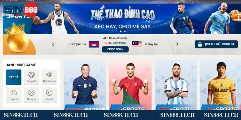 Giao diện cá cược bóng đá tại Sin88 dễ dùng