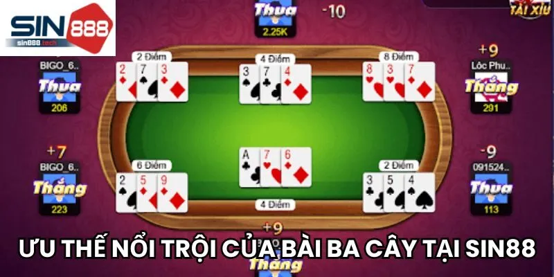 Ưu thế nổi trội của bài Ba Cây tại Sin88
